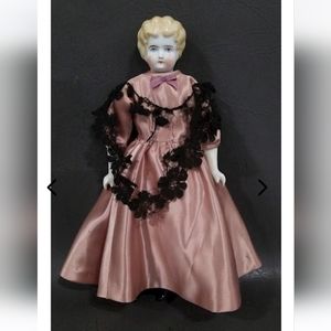 2 Antique China Dolls in period era clothing- 1 rare blonde